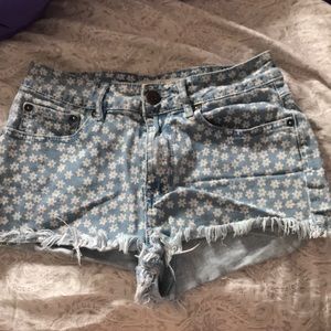 Floral denim shorts